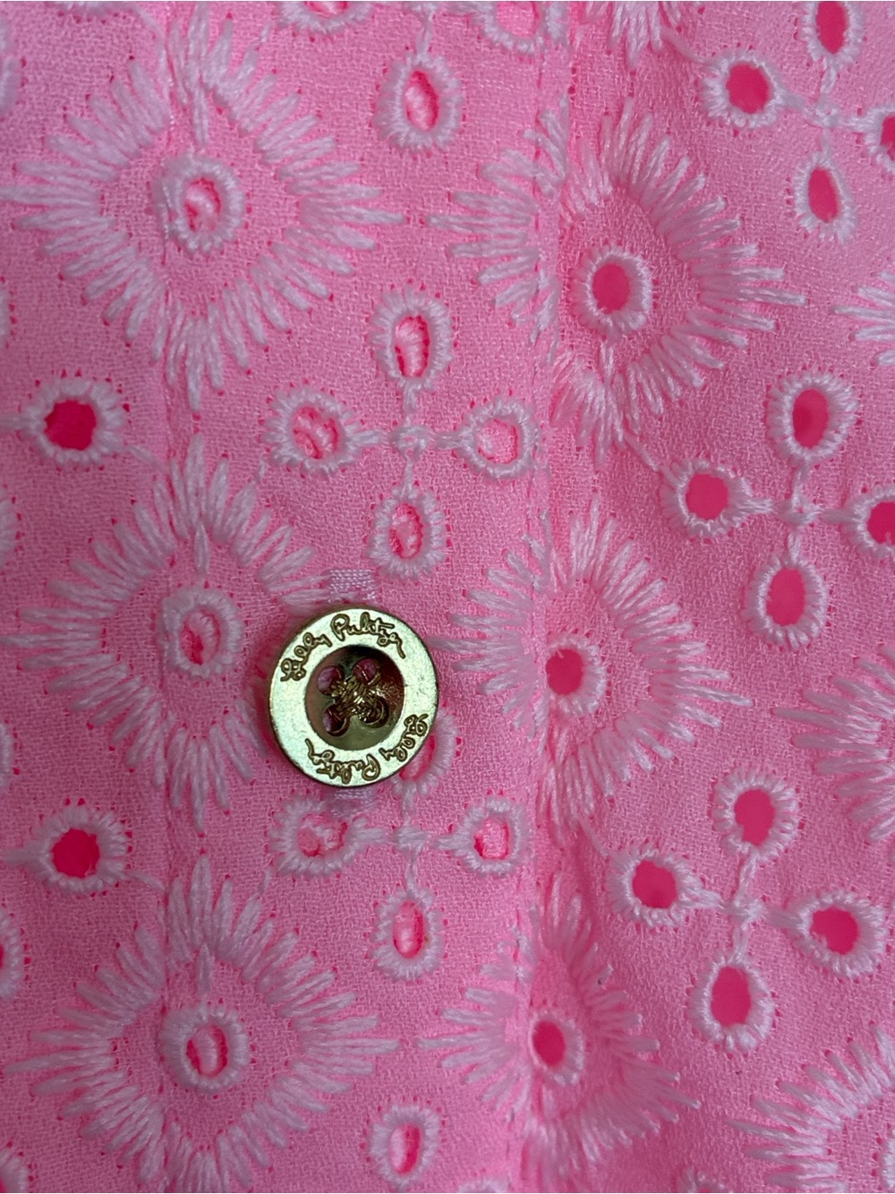 Lilly Pulitzer Sea Breeze Eyelet Button Down Top - Pink - Picture 3 of 7
